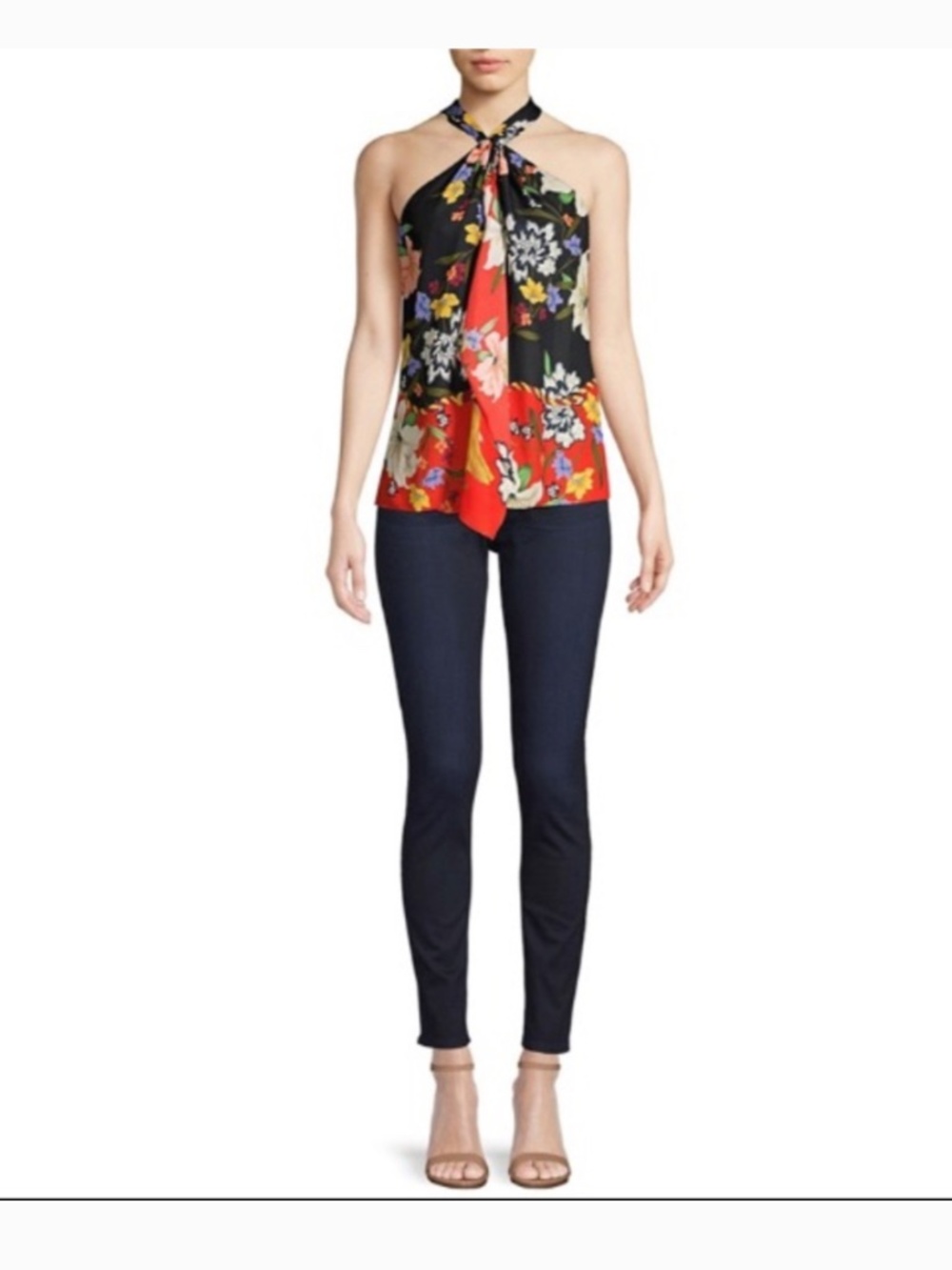 NWT Kobi Halperin Carine Floral Print Silk Blend Halter Blouse Size Medium - Picture 4 of 8